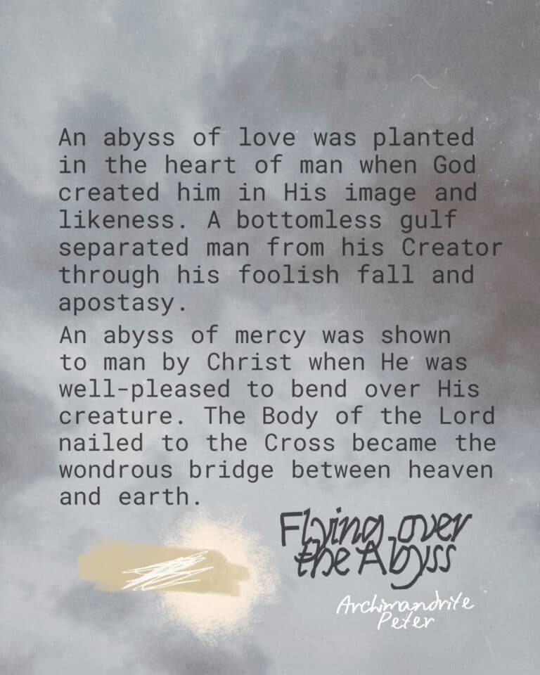 Text: An abyss of love and mercy shown by Christ, the bridge between heaven and earth.