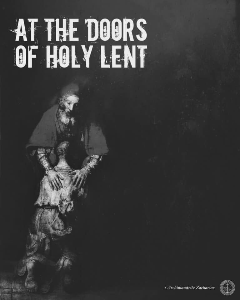 Elderly monk kneeling in prayer at Holy Lent cover