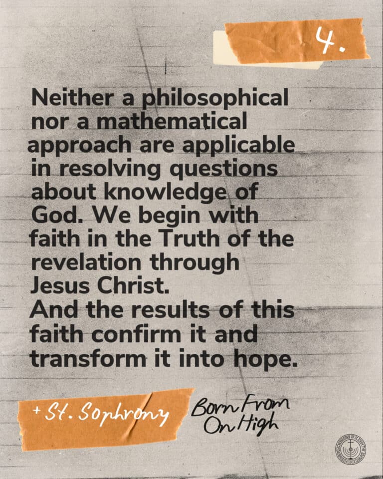 Quote on faith in Jesus Christ: "Neither a philosophical nor a mathematical approach are applicable in resolving questions about knowledge of God.