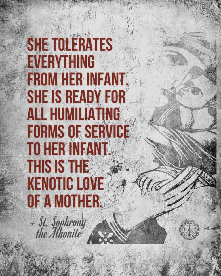 Text about kenotic love of a mother, attributed to St. Sophrony the Athonite.