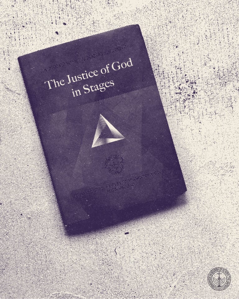 Book cover: The Justice of God in Stages, with a triangle symbol.