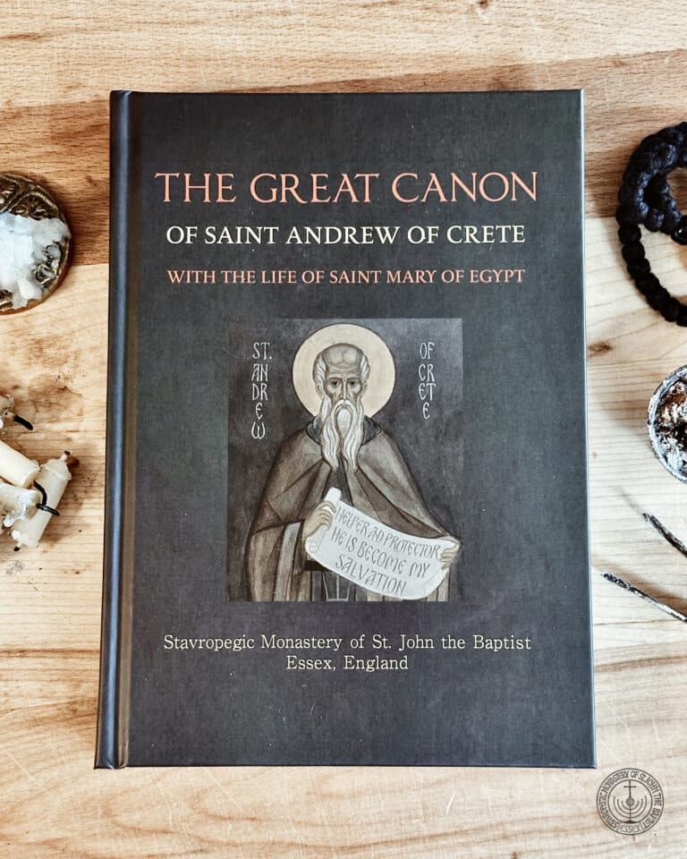 The Great Canon of Saint Andrew of Crete book cover with St. Andrew icon