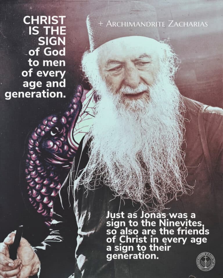 Archimandrite Zacharias quote about Christ as a sign to every generation