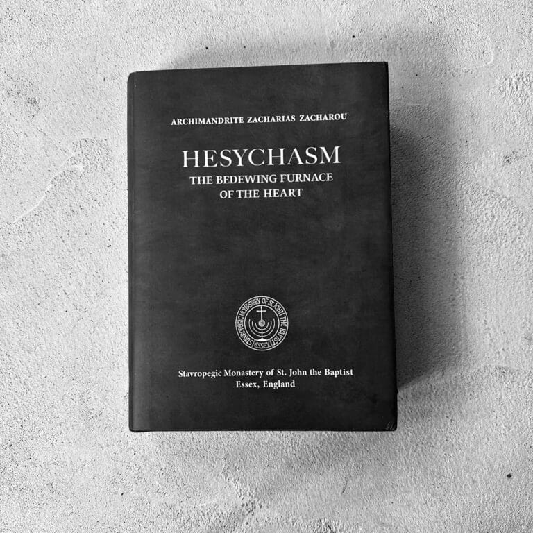 Book cover: Hesychasm, The Bedewing Furnace of the Heart, by Archimandrite Zacharias Zacharou.