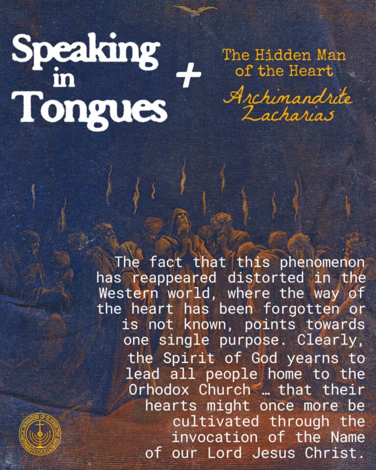 Speaking in Tongues book cover with Archmandrite Zacharias