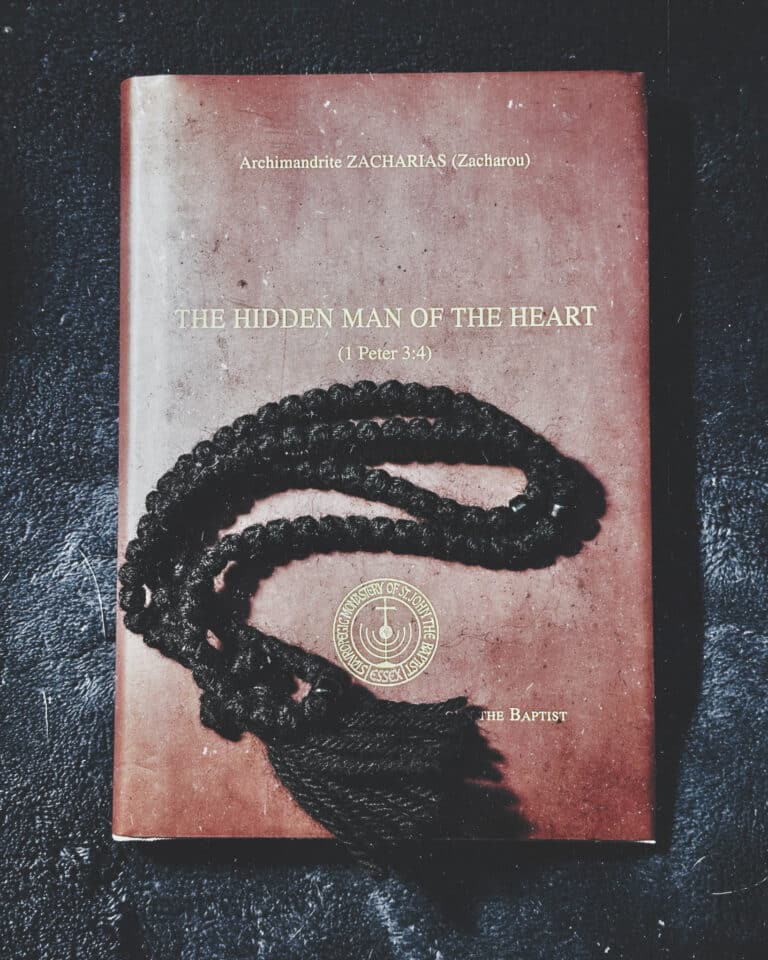 Book "The Hidden Man of the Heart" by Archimandrite Zacharias with prayer rope