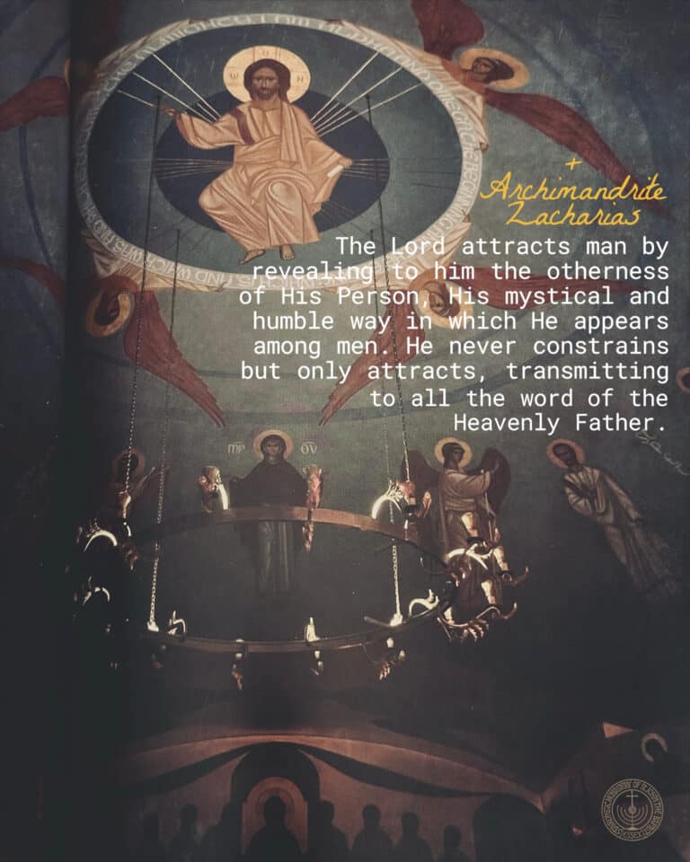 Archimandrite Zacharias quote on heavenly father, with Jesus and angels