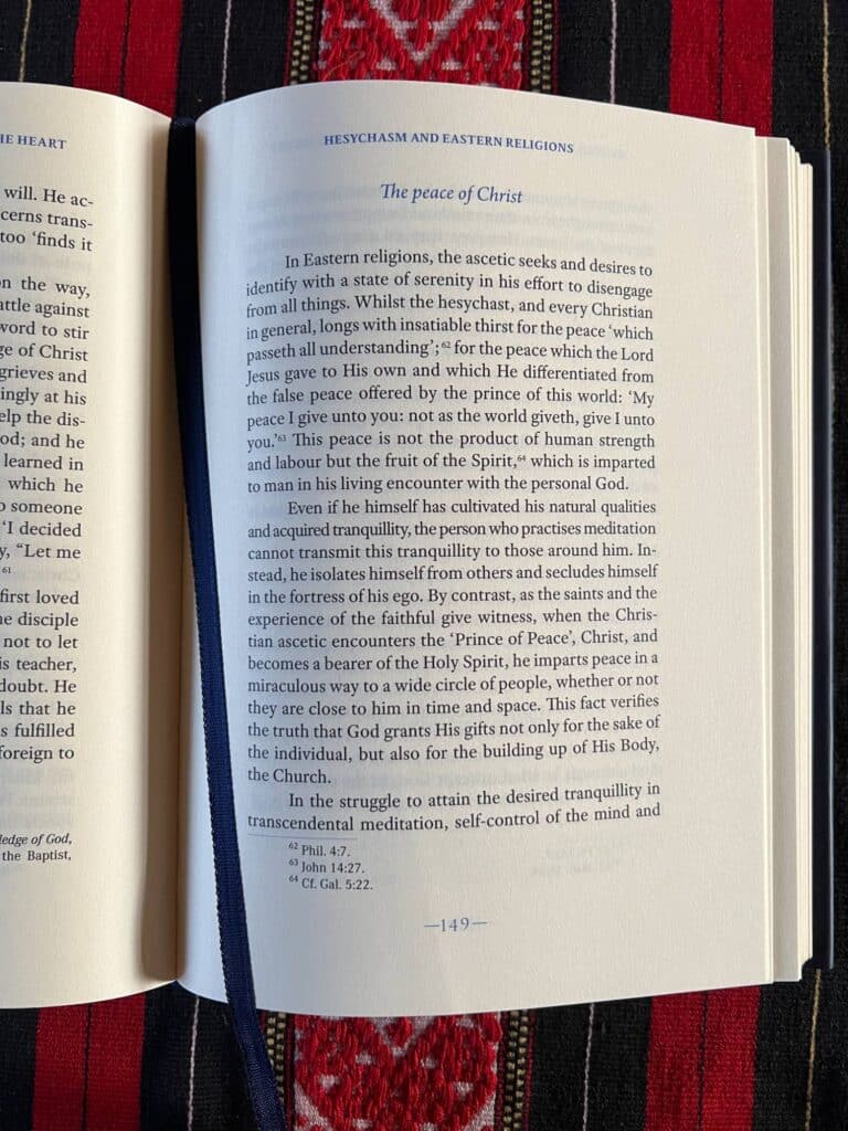 The peace of Christ text from Hesychasm and Eastern Religions page